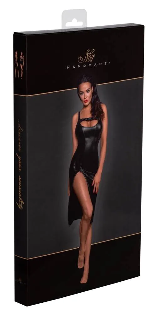 27188711021_verp Noir Verführerisches Powerwetlook Kleid schwarz M