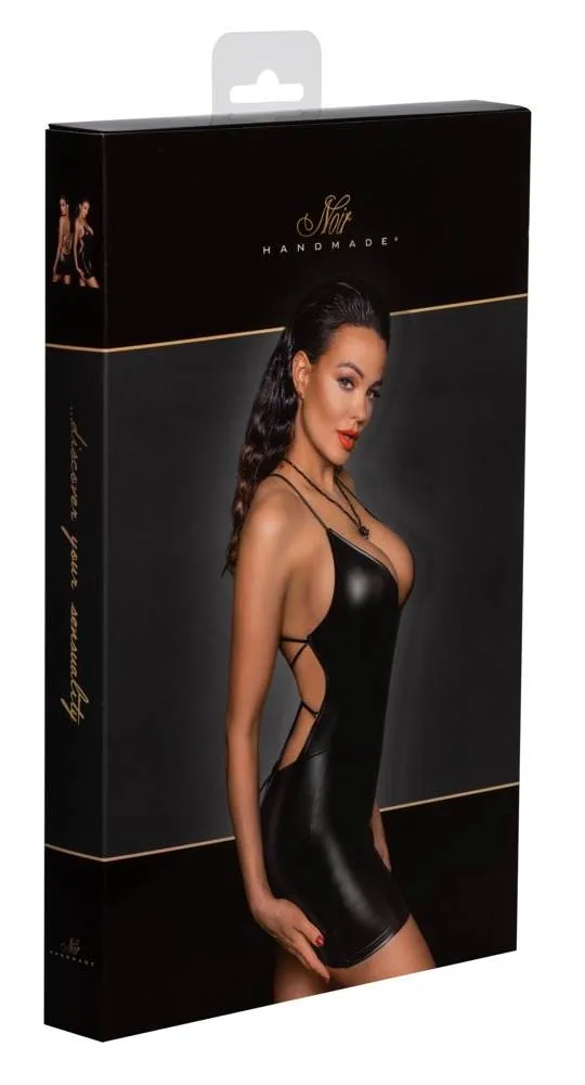 27188801021_verp Noir Verführerisches Powerwetlook Kleid schwarz S