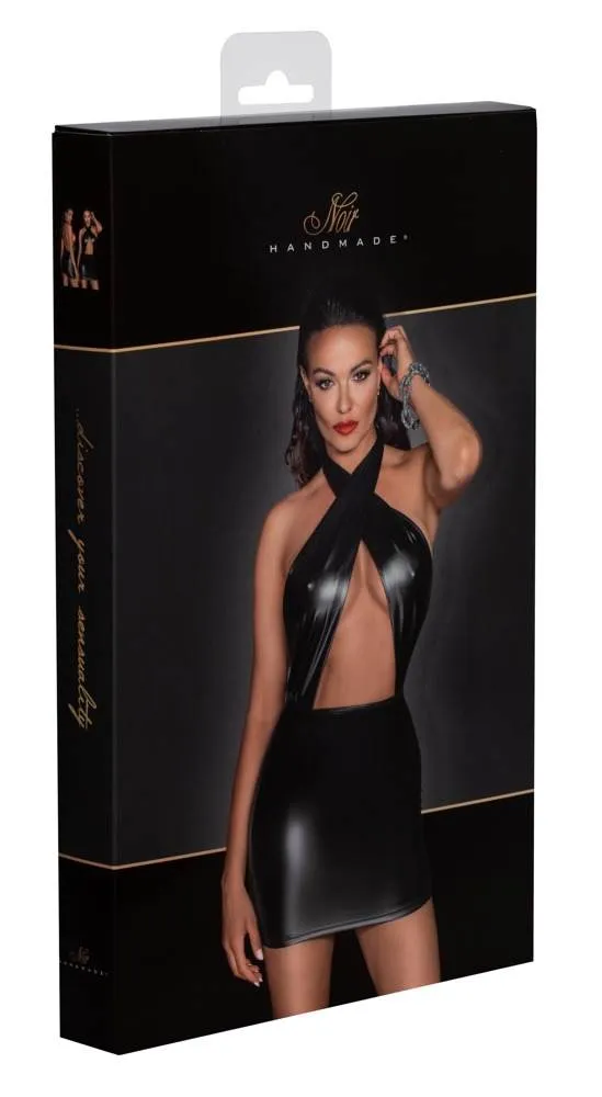 Noir Powerwetlook Minikleid schwarz M