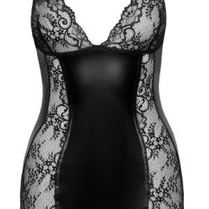 Noir Trägerkleid pitze, Powerwetlook, verstellbare Träger schwarz XL Noir Trägerkleid pitze, Powerwetlook, verstellbare Träger schwarz XL – Bild 4