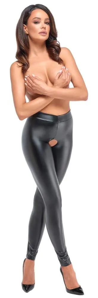 Noir Powerwetlook Leggings offen schwarz L Noir Powerwetlook Leggings offen schwarz L