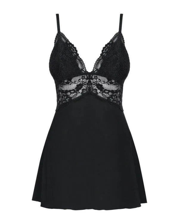 Obsessive Verführerisches Babydoll, schwarz, verstellbare Träger, Spitzenverzierungen, inklusive Tanga schwarz L/XL Obsessive Verführerisches Babydoll, schwarz, verstellbare Träger, Spitzenverzierungen, inklusive Tanga schwarz L/XL