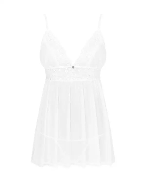 Obsessive Verführerisches Babydoll mit Spitze und Mesh weiß M/L