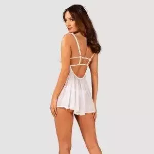 Obsessive Verführerisches Babydoll mit Spitze und Mesh weiß M/L Obsessive Verführerisches Babydoll mit Spitze und Mesh weiß M/L – Bild 2