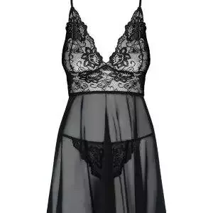 Obsessive Eleganz Babydoll - Sinnliche Spitze, verstellbare Träger, inklusive Tanga (90% Polyamid, 10% Elasthan) schwarz L/XL Obsessive Eleganz Babydoll - Sinnliche Spitze, verstellbare Träger, inklusive Tanga (90% Polyamid, 10% Elasthan) schwarz L/XL – Bild 3