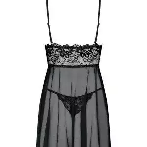 Obsessive Eleganz Babydoll - Sinnliche Spitze, verstellbare Träger, inklusive Tanga (90% Polyamid, 10% Elasthan) schwarz L/XL Obsessive Eleganz Babydoll - Sinnliche Spitze, verstellbare Träger, inklusive Tanga (90% Polyamid, 10% Elasthan) schwarz L/XL – Bild 4