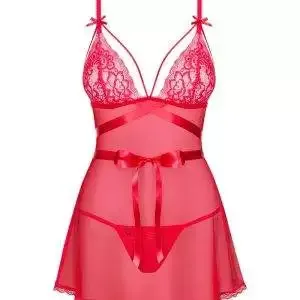 Obsessive Lovlea - Aufregend transparentes Babydoll Set rot L/XL Obsessive Lovlea - Aufregend transparentes Babydoll Set rot L/XL – Bild 3