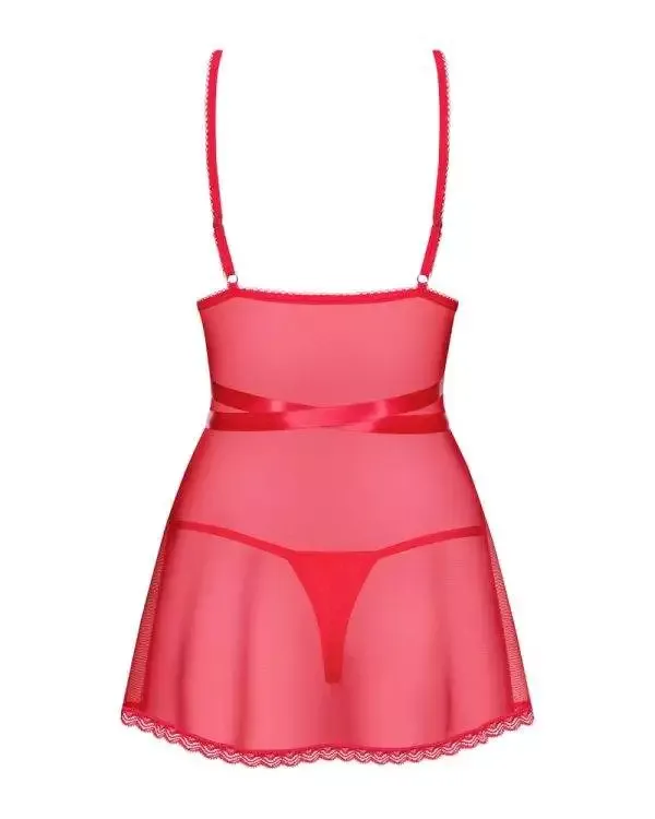 Obsessive Lovlea - Aufregend transparentes Babydoll Set rot L/XL Obsessive Lovlea - Aufregend transparentes Babydoll Set rot L/XL