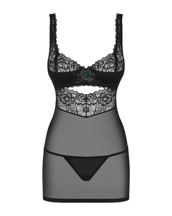 Obsessive Verführerisches Hemdchen mit offenen Cups schwarz S/M