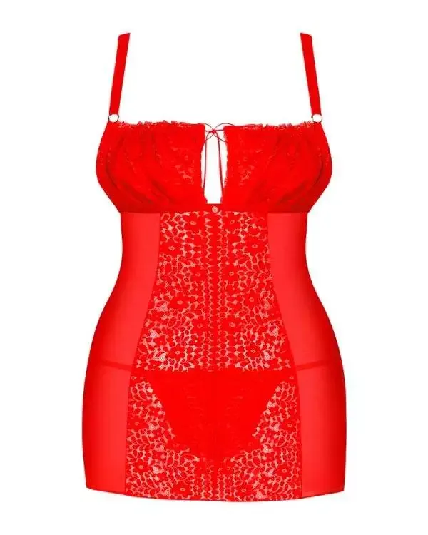 Obsessive Bella Rou - Dessouskleid & String Set rot 4XL/5XL