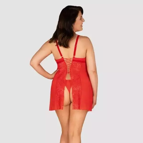 Obsessive Bella Rou - Dessouskleid & String Set rot 4XL/5XL