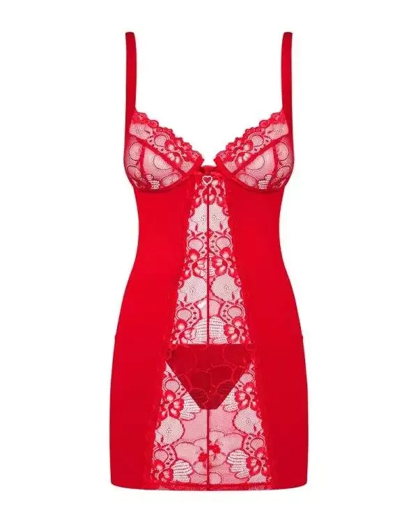 Obsessive Heartina - Elegantes Negligé & String Set rot S/M