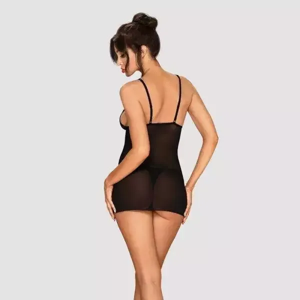 Obsessive Lucita - Verführerisches Negligé & String Set schwarz L/XL