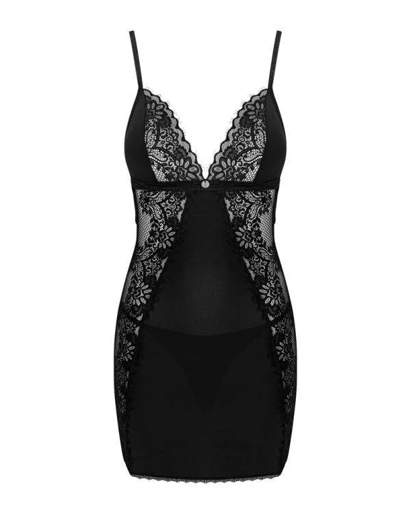 Obsessive Maderris - Figurbetonendes Dessouskleid & String schwarz XL/2XL Obsessive Maderris - Figurbetonendes Dessouskleid & String schwarz XL/2XL