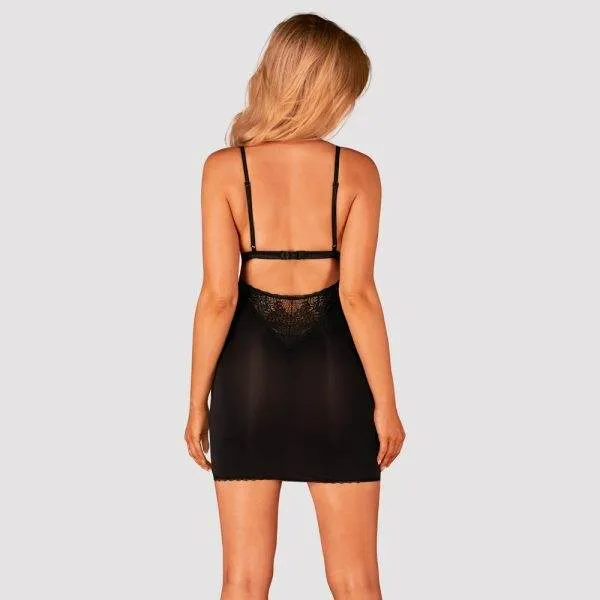 Obsessive Maderris - Figurbetonendes Dessouskleid & String schwarz XL/2XL Obsessive Maderris - Figurbetonendes Dessouskleid & String schwarz XL/2XL