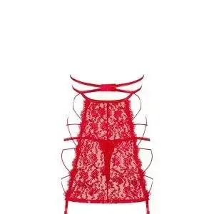 Obsessive Rediosa Hemdchen inkl. Tanga - Verführerisches Spitzenmuster, offene Cups, verstellbare Träger rot L/XL Obsessive Rediosa Hemdchen inkl. Tanga - Verführerisches Spitzenmuster, offene Cups, verstellbare Träger rot L/XL – Bild 4