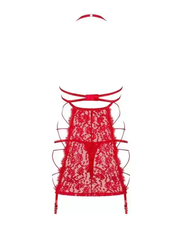 Obsessive Rediosa Hemdchen inkl. Tanga - Verführerisches Spitzenmuster, offene Cups, verstellbare Träger rot L/XL Obsessive Rediosa Hemdchen inkl. Tanga - Verführerisches Spitzenmuster, offene Cups, verstellbare Träger rot L/XL