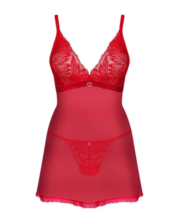 Obsessive Chilisa Babydoll & Spitzenstring rot XS/S
