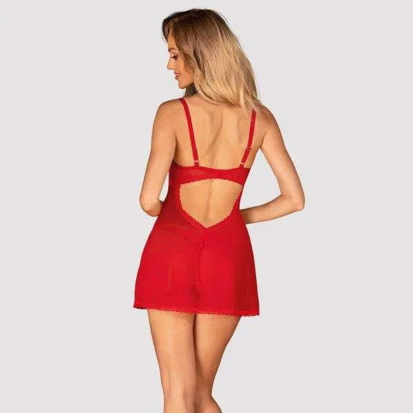Obsessive Chilisa Babydoll & Spitzenstring rot XS/S