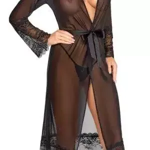 Kissable Kimono lang - Verführerische Transparenz schwarz L/XL Kissable Kimono lang - Verführerische Transparenz schwarz L/XL – Bild 2
