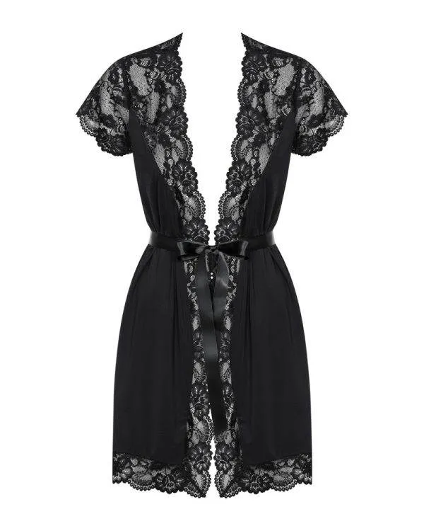 Kissable Kimono lang - Verführerische Transparenz schwarz S/M Kissable Kimono lang - Verführerische Transparenz schwarz S/M