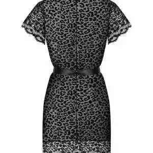 Obsessive Giully Peignoir - Sexy schwarzes Peignoir mit Leopardenmuster schwarz L/XL Obsessive Giully Peignoir - Sexy schwarzes Peignoir mit Leopardenmuster schwarz L/XL – Bild 4