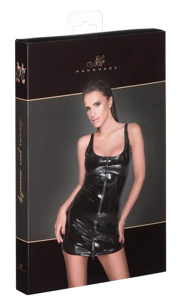 28516521021_verp Noir Lackglanz Mini-Kleid mit 2-Wege-Zip, Schwarz, figurbetont