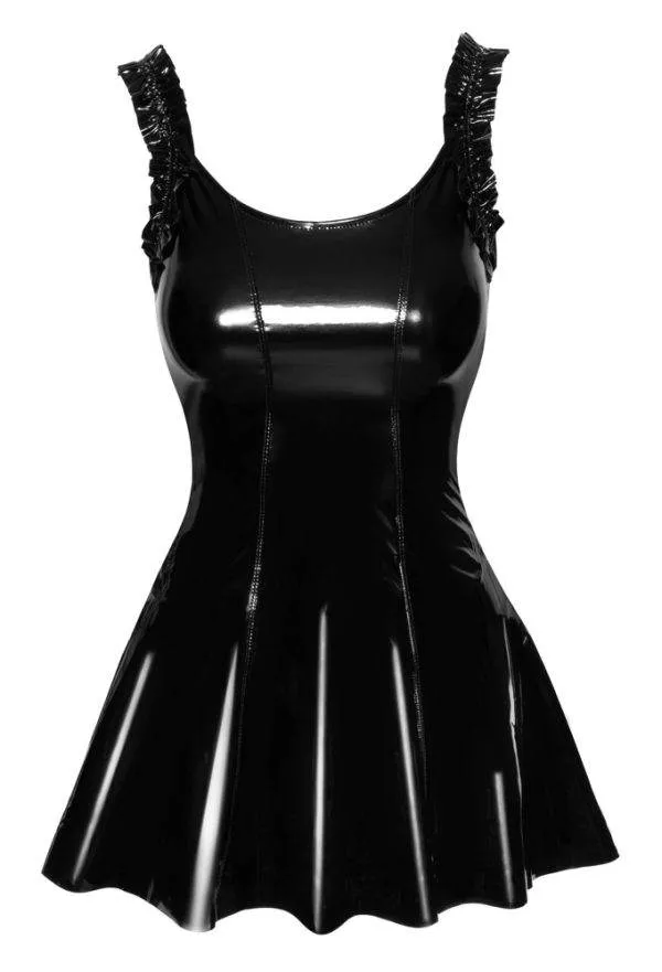 Noir Lack-Kleid mit Rüschen, 2-Wege-Reißverschluss schwarz XL Noir Lack-Kleid mit Rüschen, 2-Wege-Reißverschluss schwarz XL