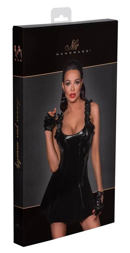 28516601021_verp Noir Lack-Kleid mit Rüschen, 2-Wege-Reißverschluss schwarz XL