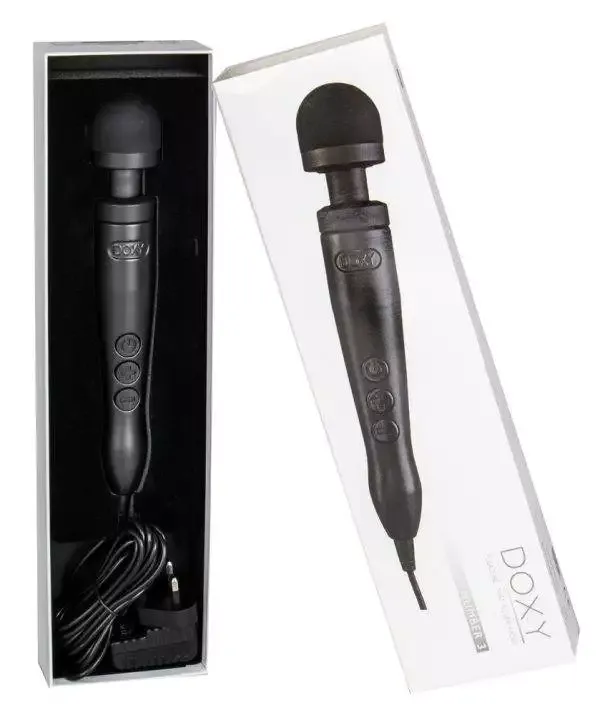 Doxy Massagestab Die Cast - Mattschwarz Gold schwarz