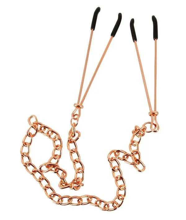 Magic Shiver Brustkette mit Nippelklemmen - Roségold, verstellbar Magic Shiver Brustkette mit Nippelklemmen - Roségold, verstellbar