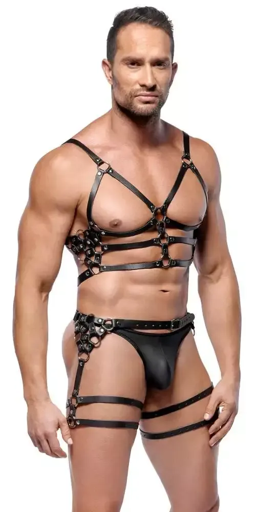 ZADO Leder Harness-Set, verstellbar, Schwarz