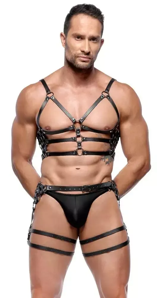 ZADO Leder Harness-Set, verstellbar, Schwarz