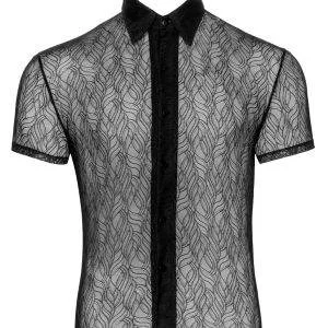 Svenjoyment Stretch-Spitze Halbarm Hemd - Transparenz Schwarz Svenjoyment Stretch-Spitze Halbarm Hemd - Transparenz Schwarz – Bild 5