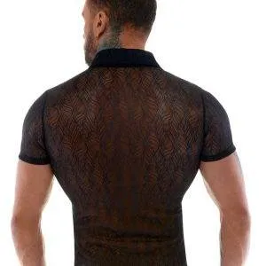 Svenjoyment Stretch-Spitze Halbarm Hemd - Transparenz Schwarz Svenjoyment Stretch-Spitze Halbarm Hemd - Transparenz Schwarz – Bild 4