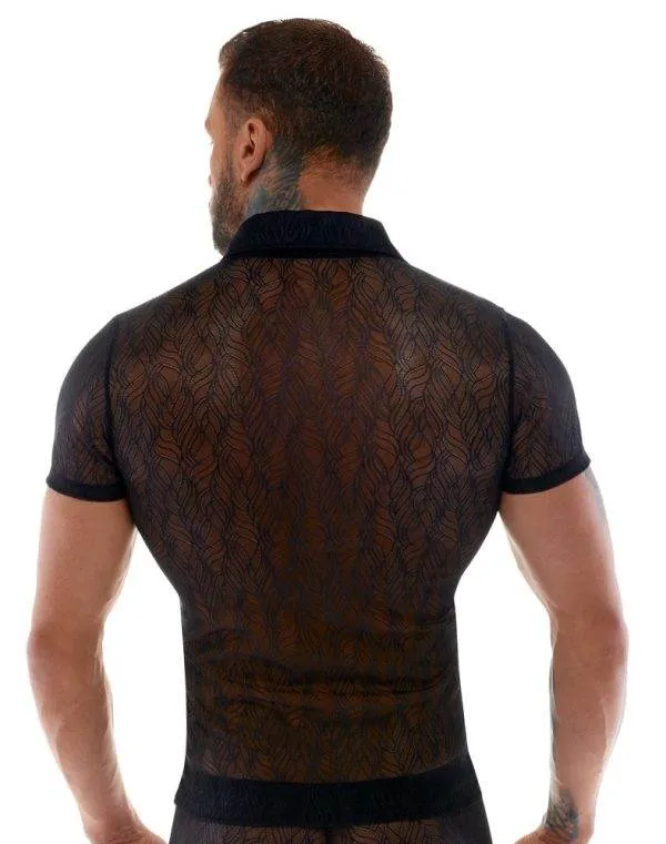 Svenjoyment Stretch-Spitze Halbarm Hemd - Transparenz Schwarz Svenjoyment Stretch-Spitze Halbarm Hemd - Transparenz Schwarz