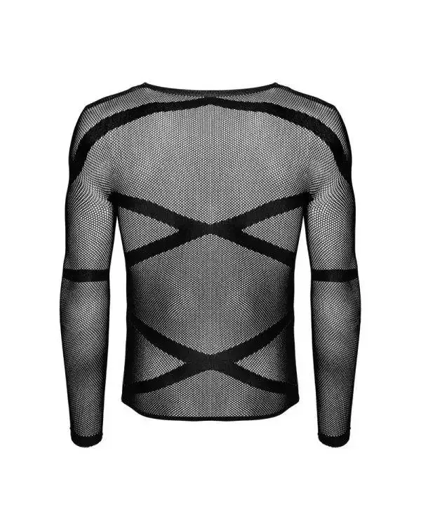 Obsessive Langarm-Shirt T101 - Sexy schwarzes Netzshirt mit Riemen-Optik Obsessive Langarm-Shirt T101 - Sexy schwarzes Netzshirt mit Riemen-Optik