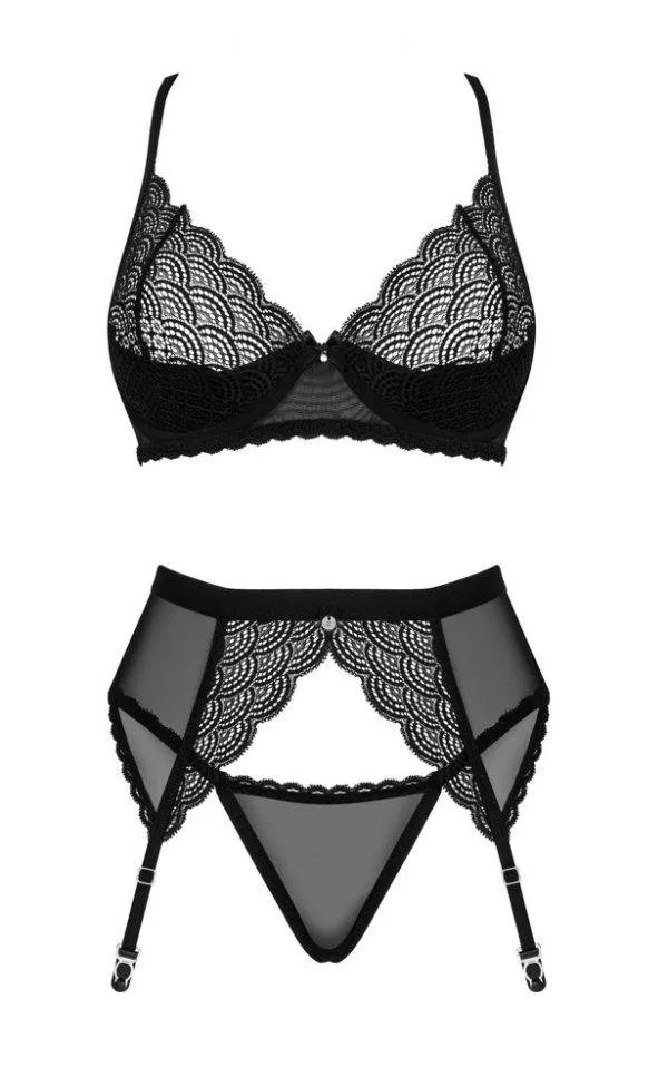 Obsessive Chemeris 3-teiliges Straps-Set in Schwarz Obsessive Chemeris 3-teiliges Straps-Set in Schwarz