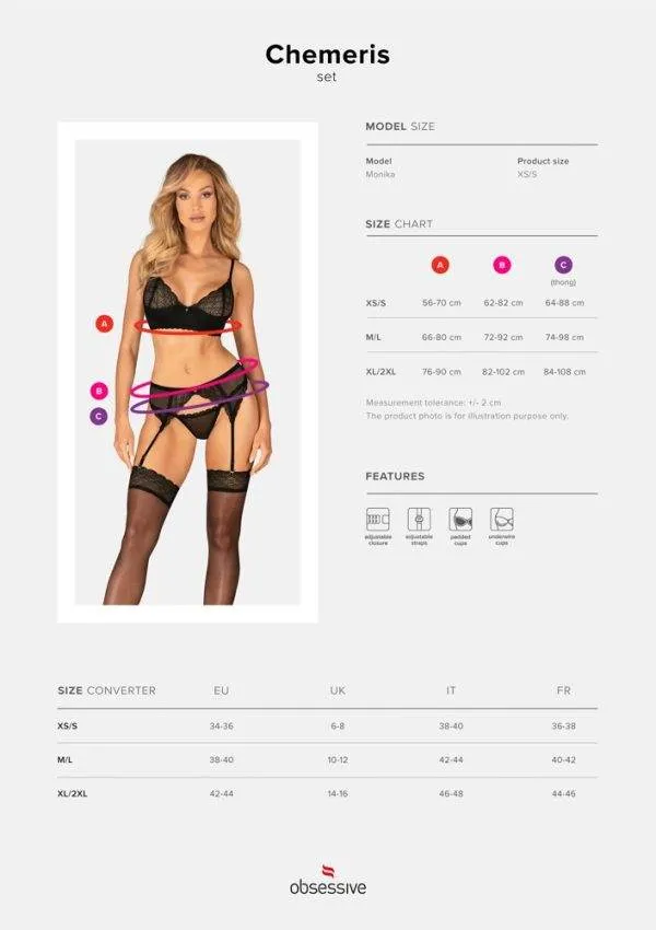 Obsessive Chemeris 3-teiliges Straps-Set in Schwarz