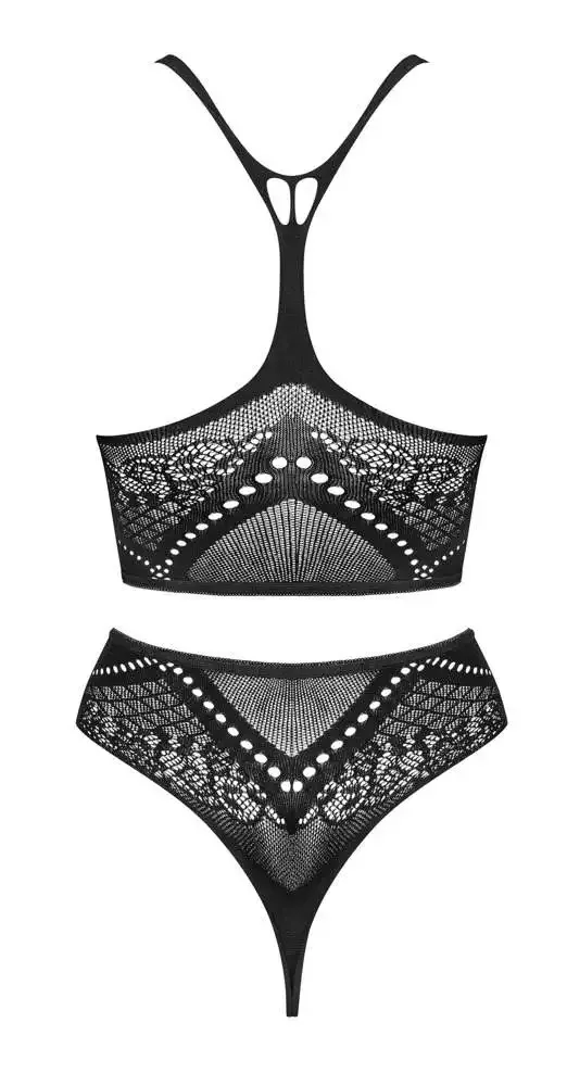 Obsessive Schwarzes Dessous-Set K103 - Sexy Netzmaschen, Top und String Ouvert, Schwarz, Größe S-XL Obsessive Schwarzes Dessous-Set K103 - Sexy Netzmaschen, Top und String Ouvert, Schwarz, Größe S-XL