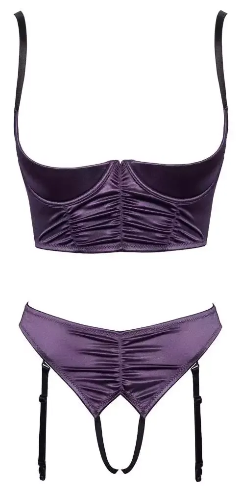 Cottelli LINGERIE Longline-Hebe und Straps-Slip ouvert Set in Dunkellila Cottelli LINGERIE Longline-Hebe und Straps-Slip ouvert Set in Dunkellila