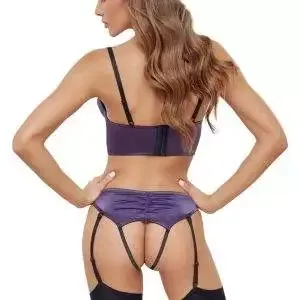 Cottelli LINGERIE Longline-Hebe und Straps-Slip ouvert Set in Dunkellila Cottelli LINGERIE Longline-Hebe und Straps-Slip ouvert Set in Dunkellila – Bild 4