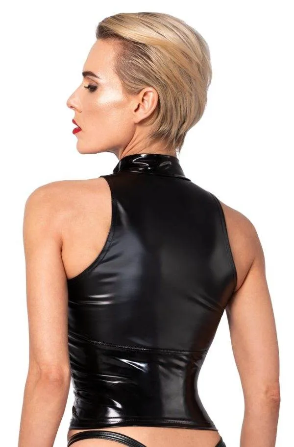 Noir Top Lack Powerwetlook Zip Schwarz Noir Top Lack Powerwetlook Zip Schwarz