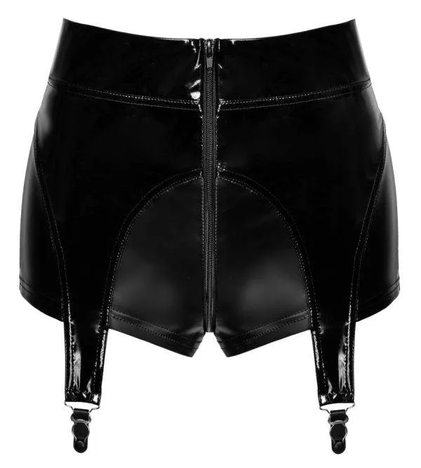 Noir Straps-Slip mit Zip - Schwarz, Powerwetlook, High Waist Noir Straps-Slip mit Zip - Schwarz, Powerwetlook, High Waist