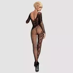 Obsessive Catsuit F210 - Florales Netzdesign - Offener Schritt - Schwarz Obsessive Catsuit F210 - Florales Netzdesign - Offener Schritt - Schwarz – Bild 3
