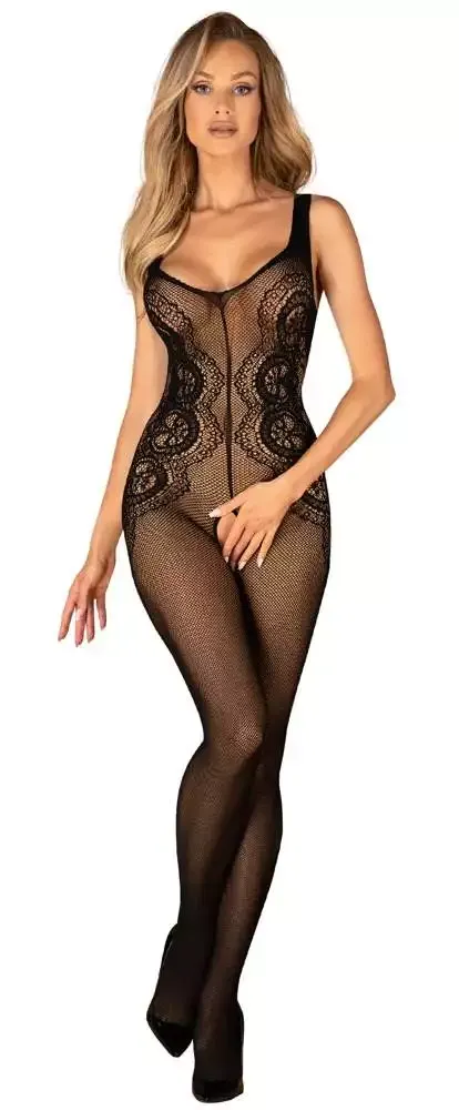 Obsessive G335 Hochelastischer Catsuit ouvert in Schwarz