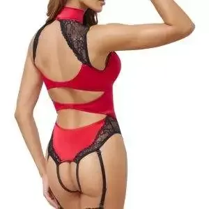 Cottelli LINGERIE Satin-Straps-Body, Rot/Schwarz, Größe S-XL Cottelli LINGERIE Satin-Straps-Body, Rot/Schwarz, Größe S-XL – Bild 3
