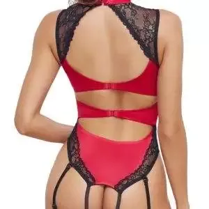Cottelli LINGERIE Satin-Straps-Body, Rot/Schwarz, Größe S-XL Cottelli LINGERIE Satin-Straps-Body, Rot/Schwarz, Größe S-XL – Bild 5
