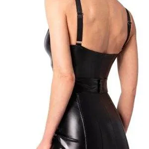 Noir Schwarzes Powerwetlook-Trägerkleid - Extra kurz, tailliert Noir Schwarzes Powerwetlook-Trägerkleid - Extra kurz, tailliert – Bild 5