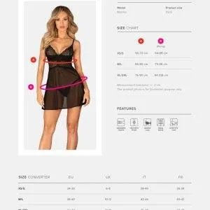 Obsessive Chemeris Babydoll Set Schwarz-S/M Obsessive Chemeris Babydoll Set Schwarz-S/M – Bild 3